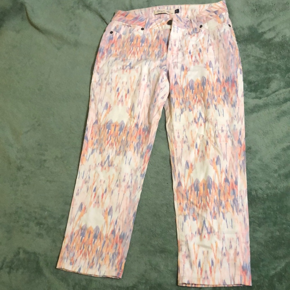 Size 2 Christopher Blue Mid rise Skinny Crop pants tie die